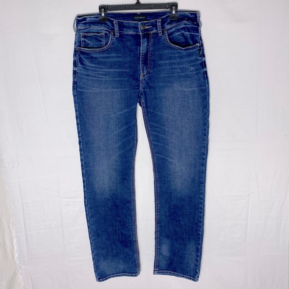 Silver Jeans Med Wash Denim Grayson Straight Leg Blue Jeans 36 - Picture 1 of 15